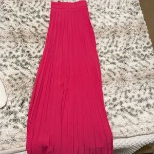 Pink Maxi A-Line Pleated Skirt for Cocktail